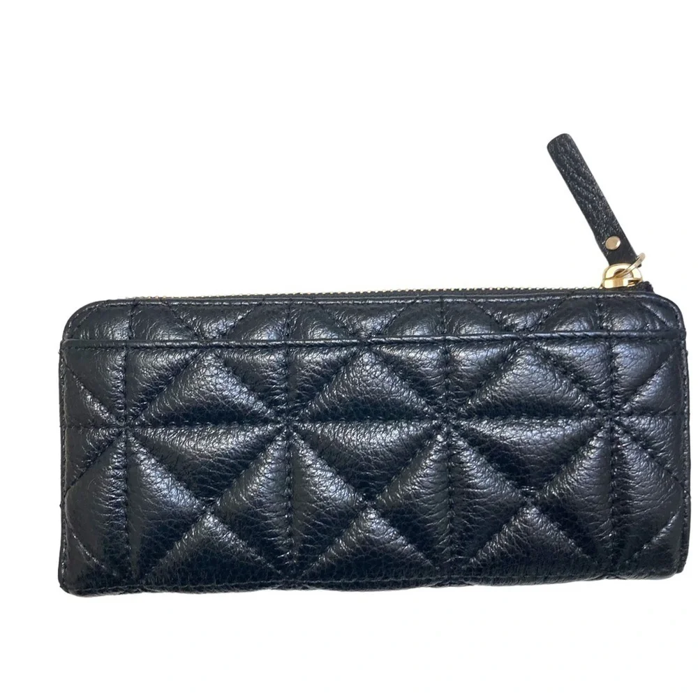 Kate spade quilted black leather Accordion zipper wallet
